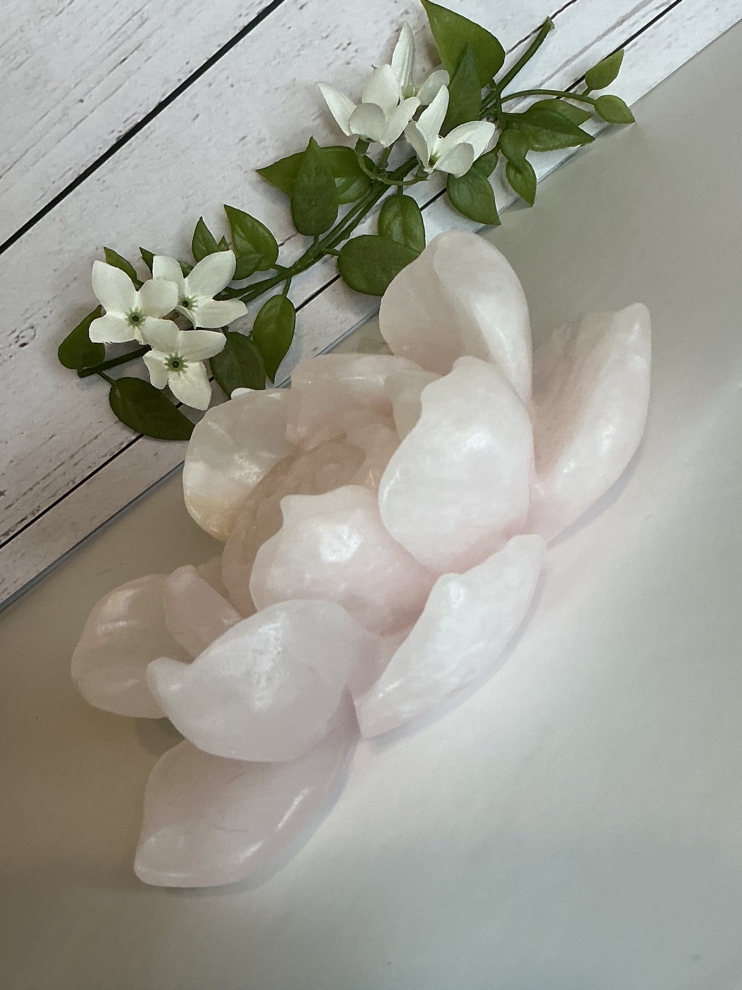 Pink calcite lotus 6”x 4”