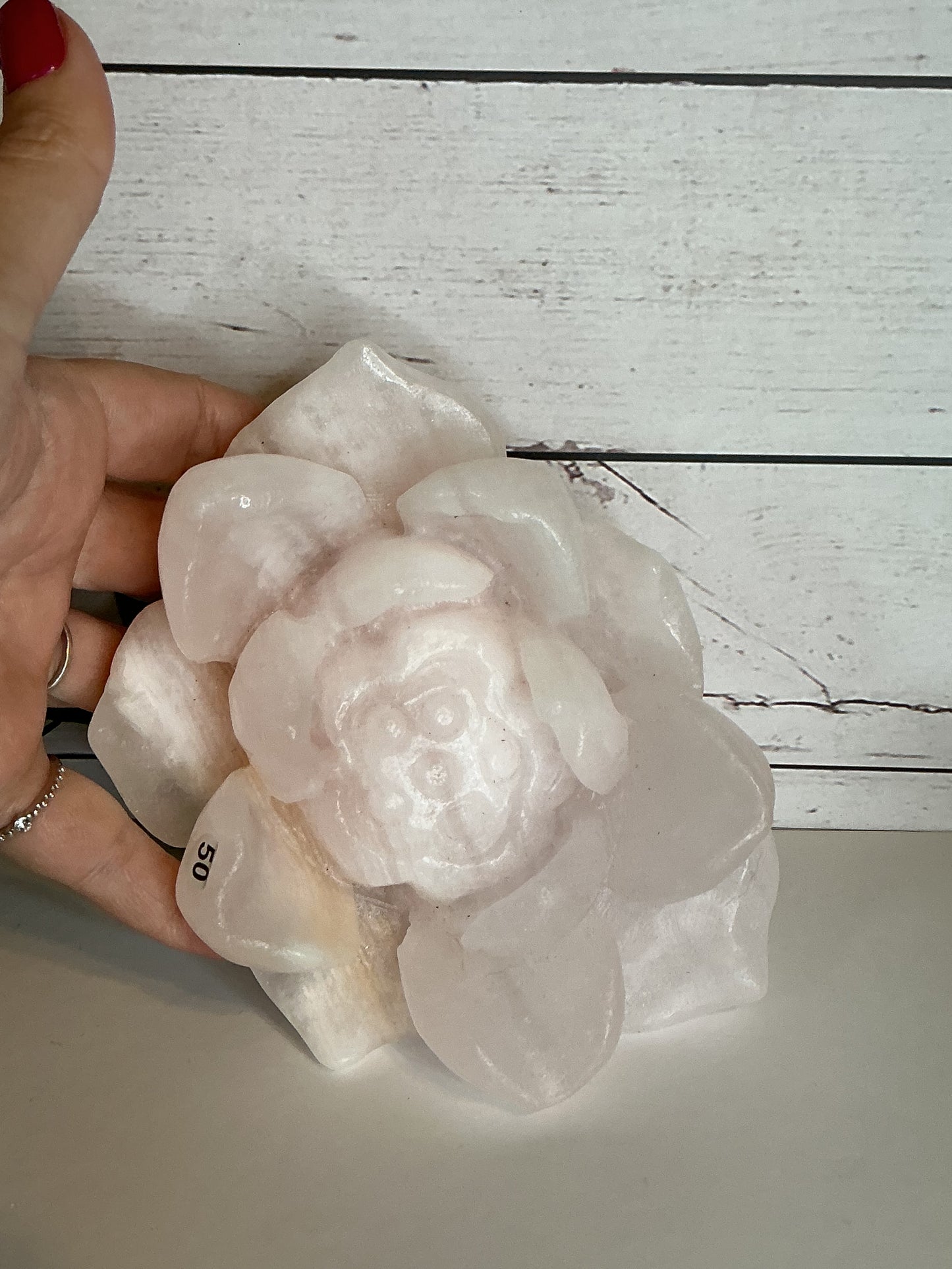 Pink calcite lotus 6”x 4”