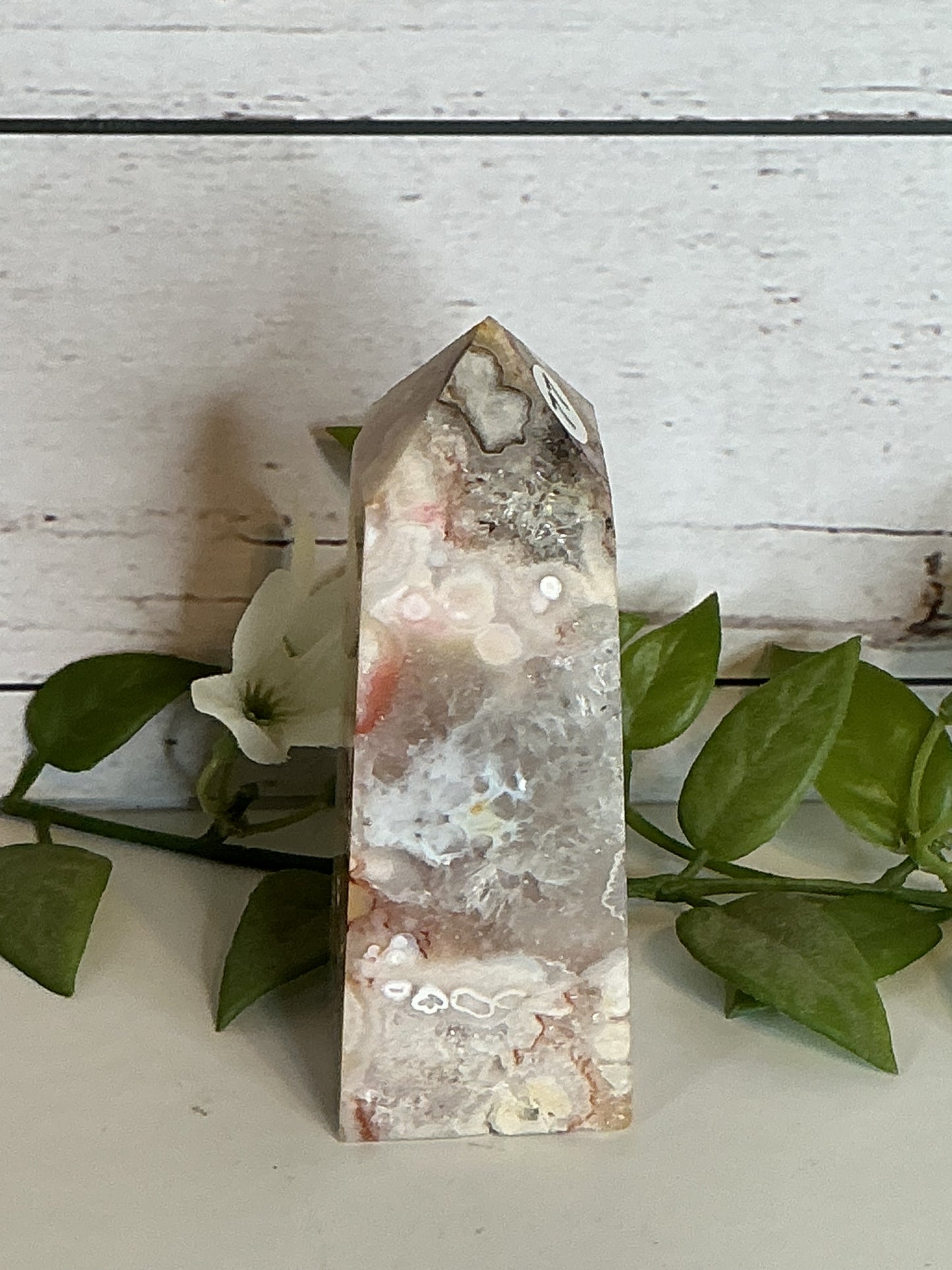 4”flower agate pink amethyst combo point