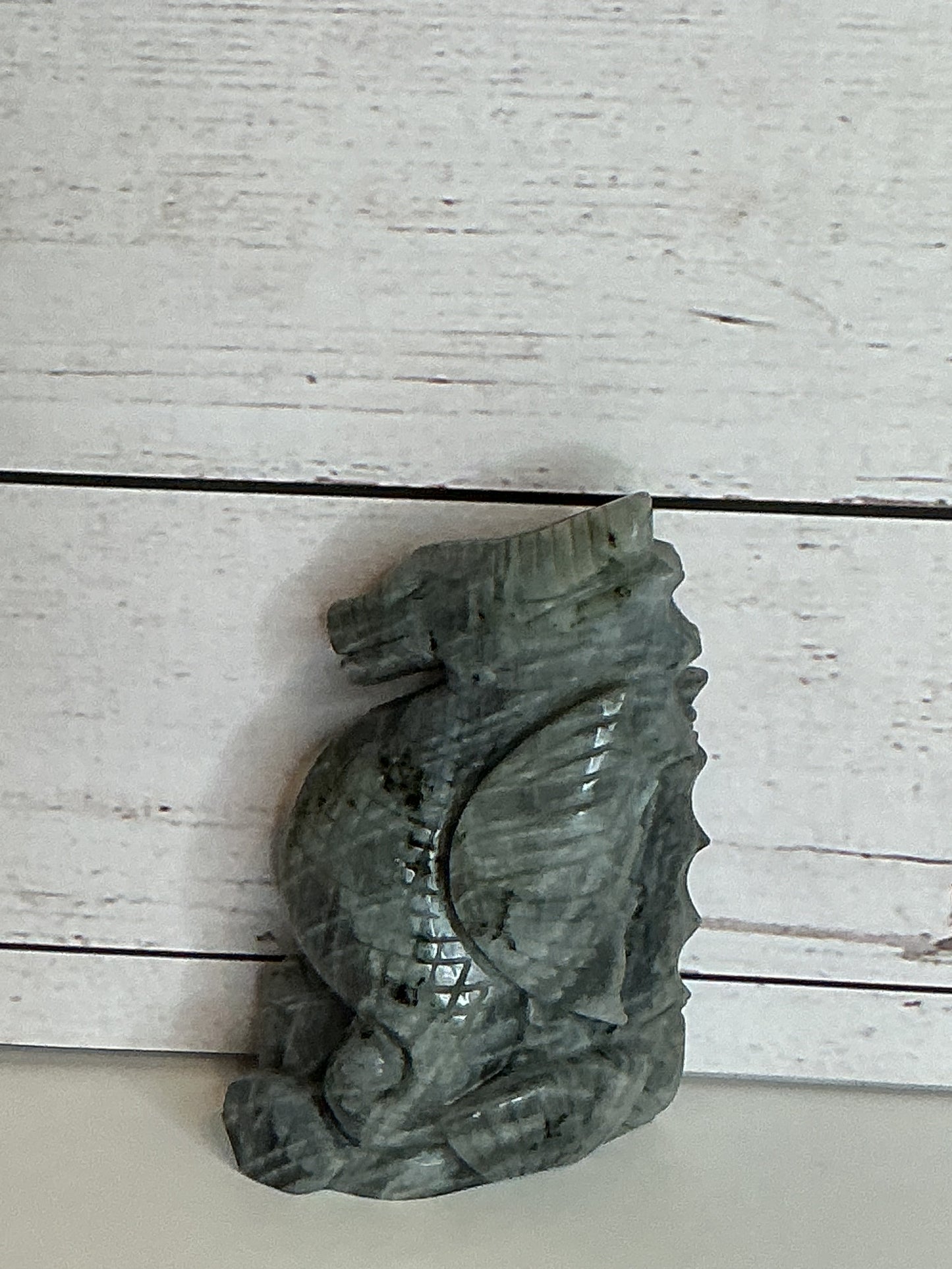 4” LABRADORITE SEAHORSE CARVING