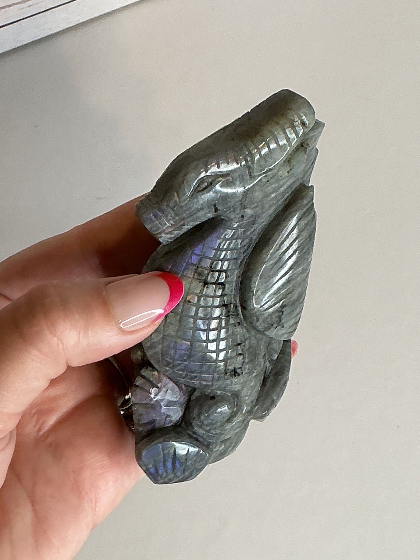 4” LABRADORITE SEAHORSE CARVING