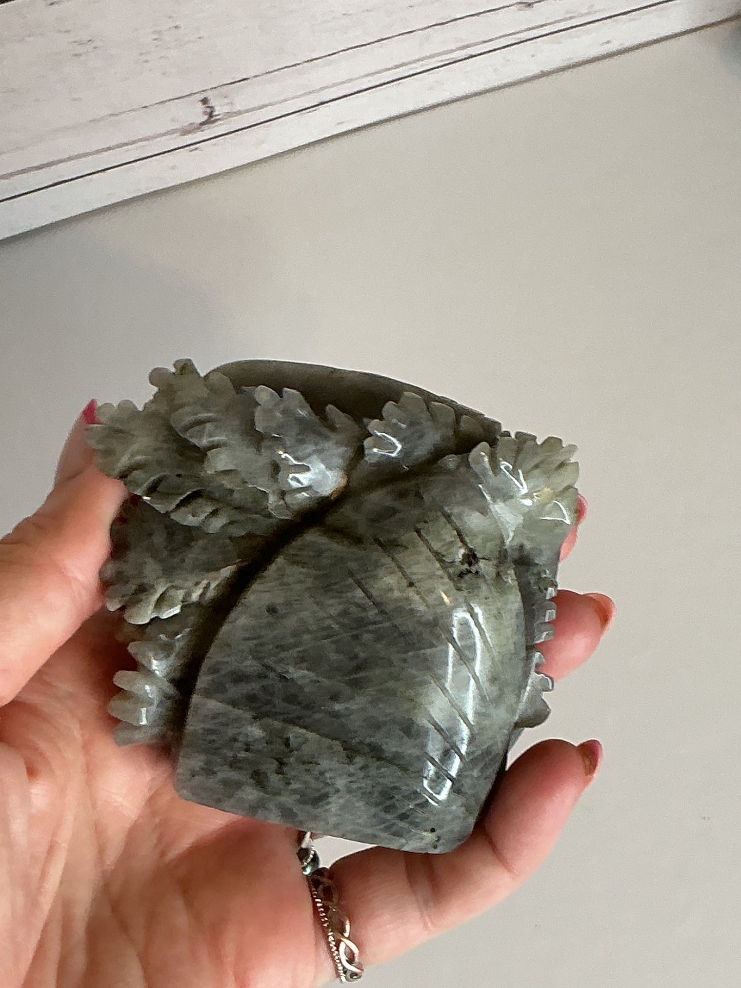 PURPLE FLASH 2 FISH LABRADORITE CARVING