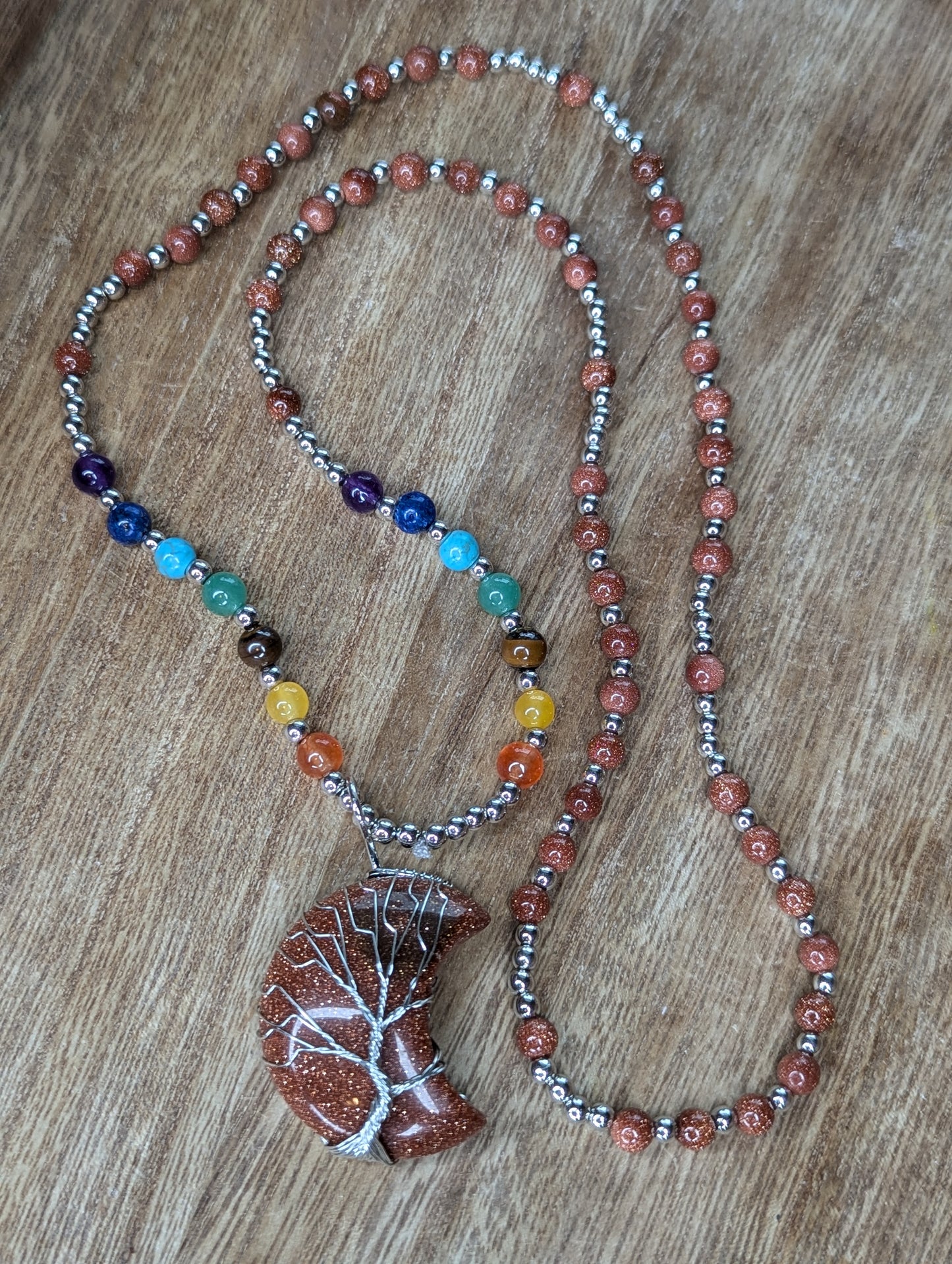 Chakra Goldstone Meditation Prayer Bead Necklace