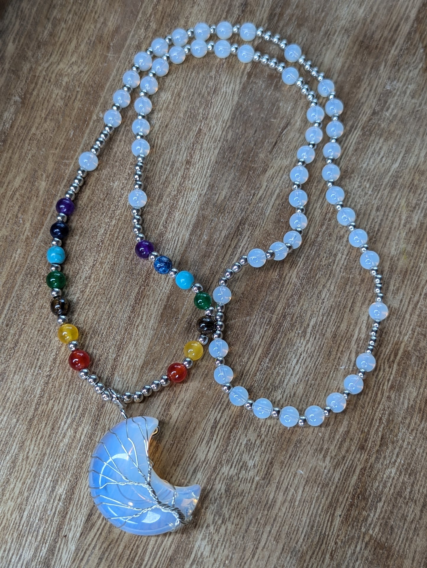 Chakra Opalite Meditation Prayer Bead Necklace