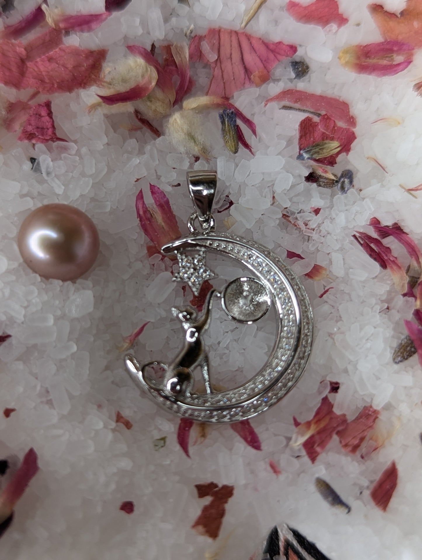 Cat Moon SS CZ Pendant Setting