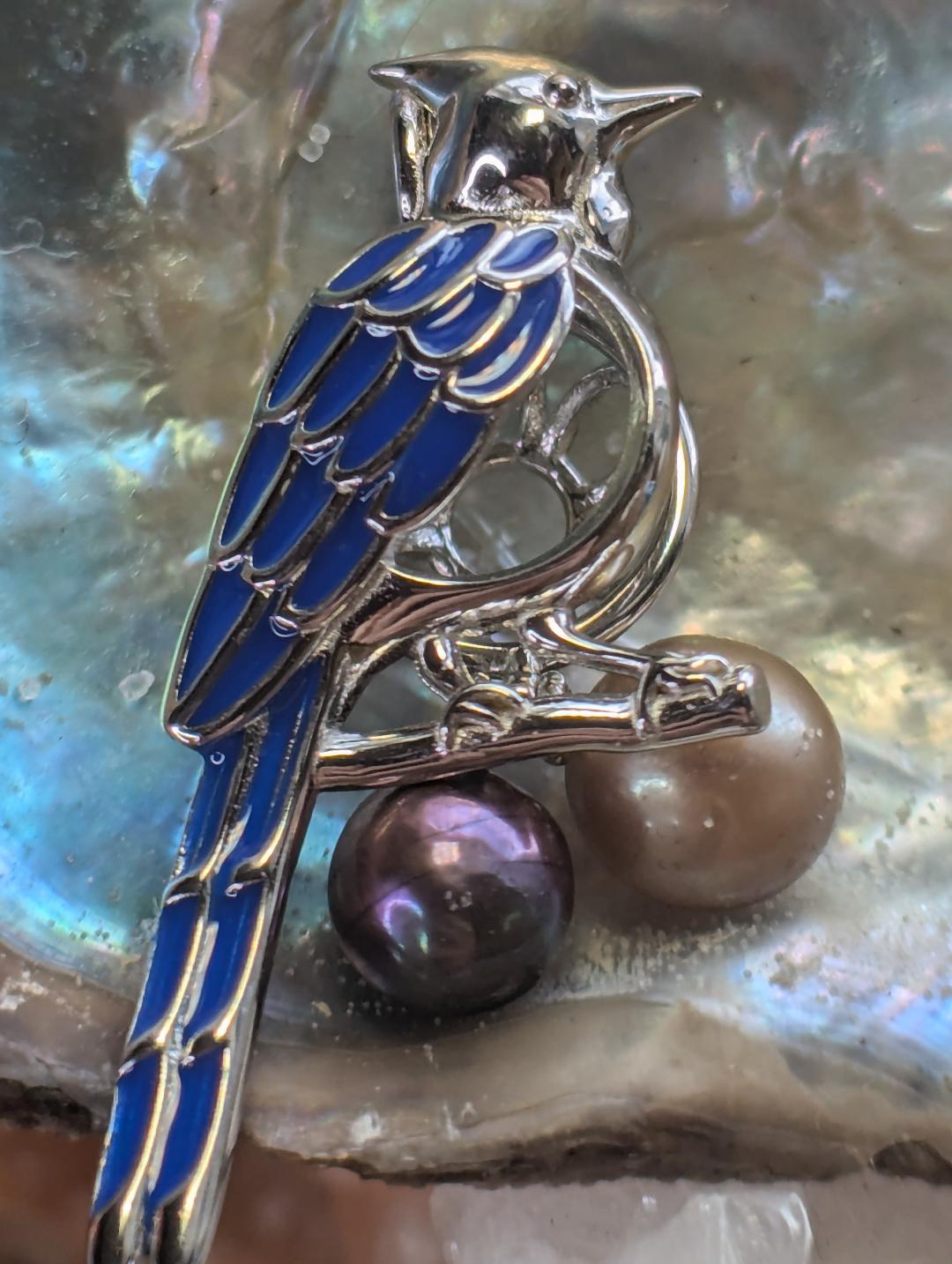 STERLING SILVER BLUE JAY PEARL CAGE