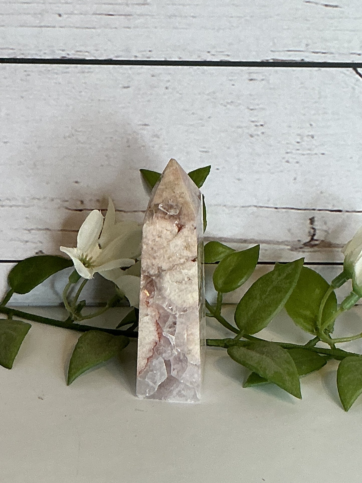 3”flower agate pink amethyst combo point