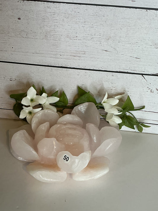 Pink calcite lotus 6”x 4”