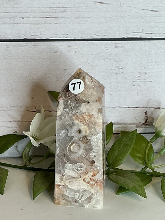 4”flower agate pink amethyst combo point