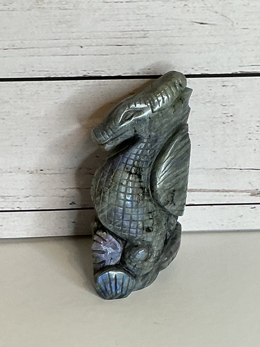 4” LABRADORITE SEAHORSE CARVING