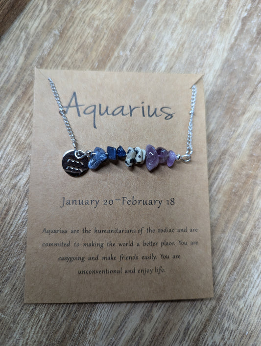 Zodiac AQUARIUS Bar Necklace