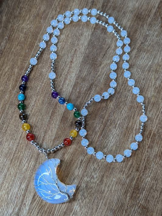 Chakra Opalite Meditation Prayer Bead Necklace