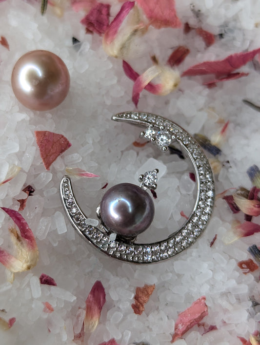 Preset CZ SS Moon Pearl Pendant