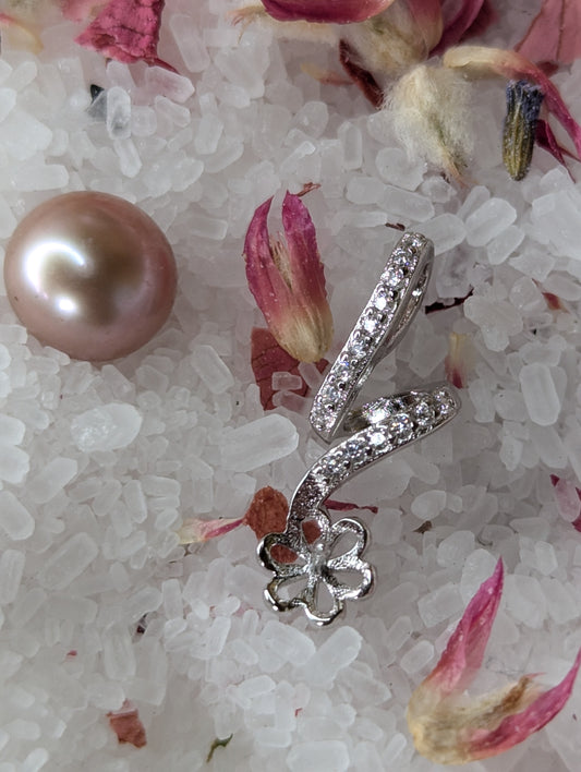 CZ Drop Pendant Pearl Setting SS