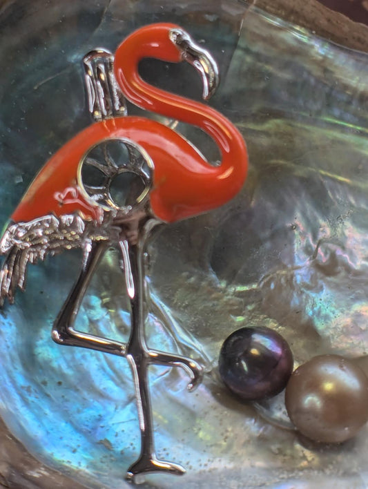 Sterling  Silver Flamingo cage for 1 pearl